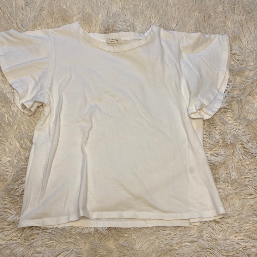 White flutter sleeve tee